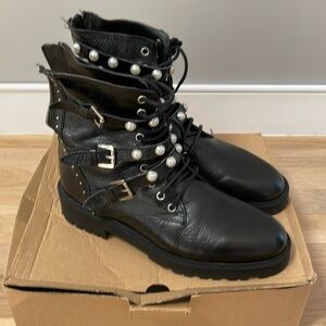 ZARA Boots With pearls,size 39,USA 8.